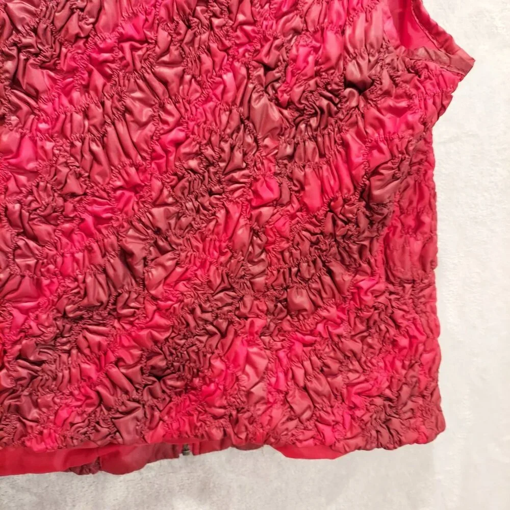 Christopher & Banks Womens L Vest Red Maroon ruched textured Colorful Bold warm - Picture 7 of 14